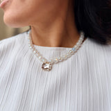 Ivory Crystal Charm Beaded Necklace