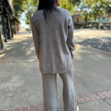 Charcoal LS Crew Neck Knit Top And Pants Set