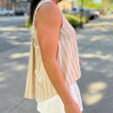 Rosé Striped Sleeveless Blouse