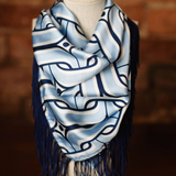 Game Day Fringe Square Scarf - Columbia and Navy