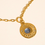 Maris Blue Stone Medallion Necklace