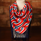 Game Day Fringe Square Scarf - Red and Blue
