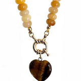 Amara Cascading Beaded Heart Pendant Necklace - Coffee
