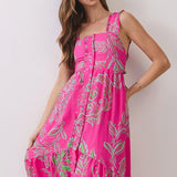 Tropic Bloom Tie-Back Midi Dress
