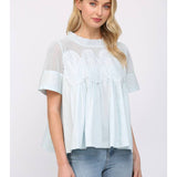 Baby Blue Whisper Lace Mesh Top