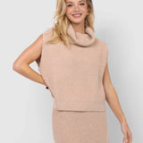 Cream Crosby Ribbed Turtleneck Vest