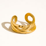 Corlisse 18K Gold Textured Crossover Ring