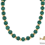 Sienna Emerald Green and Gold Chunky Beaded Necklace