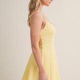 Sweet Breeze Square Neck Tiered Ruffle Mini Dress - Lemon Sherbet