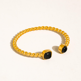 Vera 18K Gold Resin Open Cuff Bracelet - Black