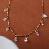 Elara Teardrop CZ Station Necklace