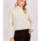 Ivory Cosette Turtleneck Rib Sweater