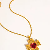 Homer 18K Non-Tarnish Red Cross Necklace