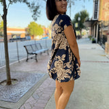 Midnight Blue Cream Charlie Floral Bubble Dress