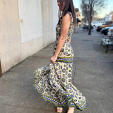 Floral Tiered Maxi Dress - Blue Multi