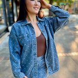 Diamond Drift Oversized Denim Shirt