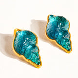 Ocean Glow 18K Gold Shell Stud Earrings