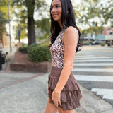 Dark Brown Tiered Ruffle Skort
