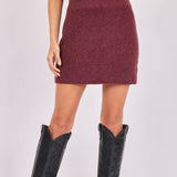 Burgundy Crosby Fuzzy Mini Skirt