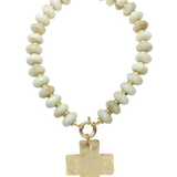 Marielle Hammered Cross Beaded Necklace
