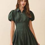 Emerson Bubble Sleeve Zip-Front Mini Dress