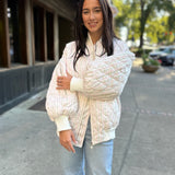 Wallpaper Floral Print Quilted Oversized Jacket