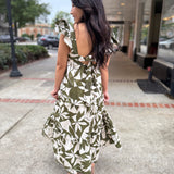 Emerald Canopy Ruffle Maxi Dress