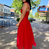 Scarlet Sunset Eyelet Midi Dress