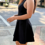 Black Plunging Halter Neck A-line Dress