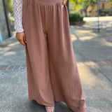 Matte Crepe Wide Leg Swing Pants Cafe