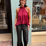Addison Satin Ruffle Halter Neck Top