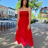Scarlet Sunset Eyelet Midi Dress