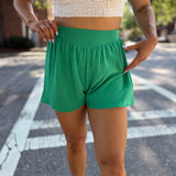 Matte Crepe Swing Shorts Green