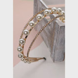 Triple Row Rhinestone Pearl Hair Band