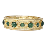 Sloane Matte Gold Green Stone Stretch Bracelet