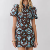 Empress Damask Mandarin Mini Dress