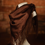 Luxe Fringe Square Scarf - Chocolate Brown