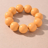 Oversized Glossy Round Bead Stretch Bracelet - Yellow