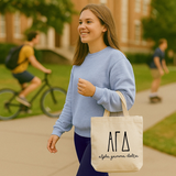 Sorority Small Canvas Tote Bag with Greek Letters and Name
