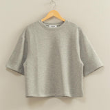 Heather Gray Double Knit Drop Shoulder Basic Top