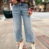 Coastal Breeze Cropped Wide Leg Jeans