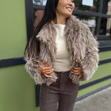 Taupe Ladylike Energy Two Tone Faux Fur Jacket