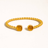 Vera 18K Gold Resin Open Cuff Bracelet - Brown