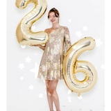 Celeste Metallic Foil One Shoulder Mini Dress