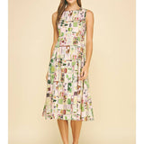 Watercolor Sleeveless Midi Dress