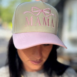 Lt Pink Mama Ribbon Embroidered Two-Tone Trucker Hat