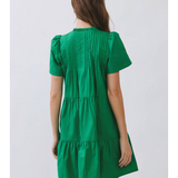 Camille Pleated Ruffle Button-Front Mini Dress