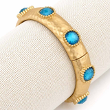 Sienna Hammered Gold Blue Stone Stretch Bracelet