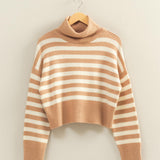 Dark Taupe/Cream Striped Charm Sweater Top
