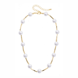 Evelyn Ivory Pearl and Gold Link Necklace